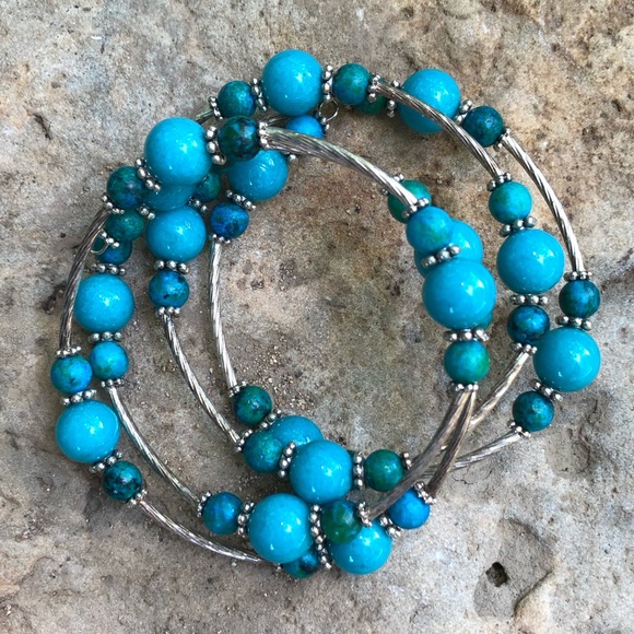 đź’—Turquoise-Dyed Jasper Handmade Braceletđź’“ - Picture 1 of 5